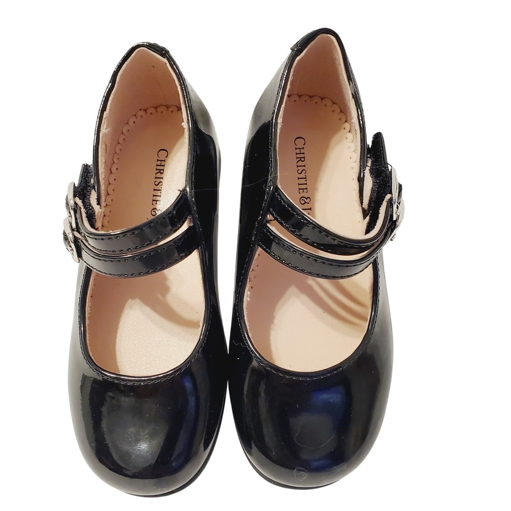 Size 8 Christie & Jill Lil Dahlia Black Patent Mary Jane Shoes Girls 623-9100